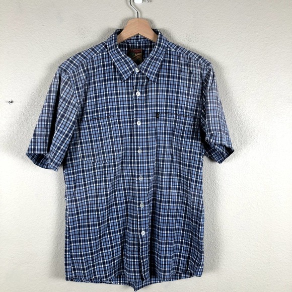 Pineapple Connection Shirt Blue White Plaid Collared Button Up Size X Large - Picture 11 of 11